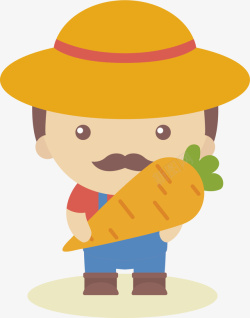 帽子小胡子拿着胡萝卜的农民伯伯矢量图高清图片