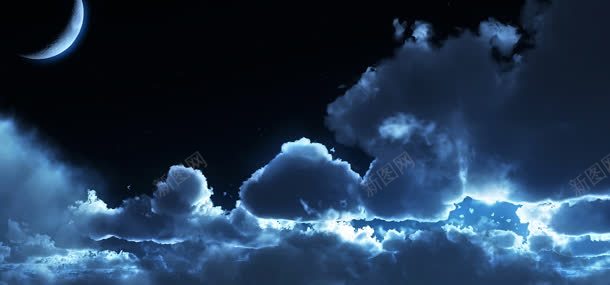 夜晚天空中的月亮云朵jpg设计背景_新图网 https://ixintu.com 云朵 夜晚 天空 月亮 白云 自然风光