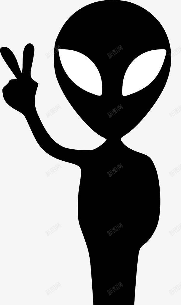 黑色外星人手绘剪影图标png_新图网 https://ixintu.com 剪影 卡通 可爱的 影子手势 手势 火星人 眼睛 站立 简图