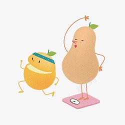 节食运动卡通锻炼的水果高清图片