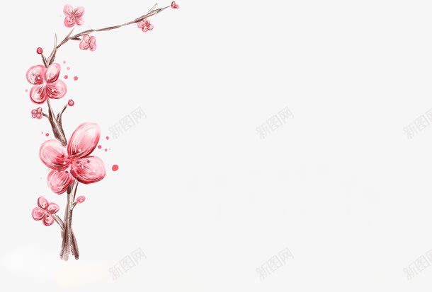 手绘粉色梅花植物造型png免抠素材_新图网 https://ixintu.com 梅花 植物 粉色 造型