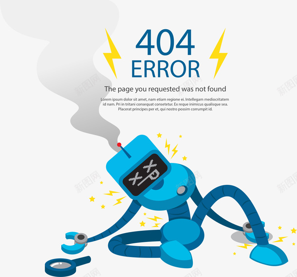 卡通手绘出错404网页插画矢量图ai免抠素材_新图网 https://ixintu.com 404错误 出错404插画 报错插画 网页出错404 网页报错提示 错误页面 页面出错 矢量图