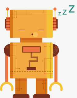 呼呼睡觉的橘色机器人矢量图素材