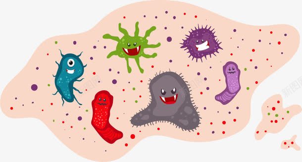 粉红菌群png免抠素材_新图网 https://ixintu.com 微生物 显微镜 真菌 粉红 细菌 群体 菌群