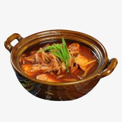 肉汁萝卜煲棕色石锅炖的牛杂煲高清图片