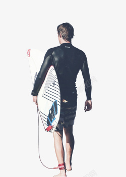 冲浪怀抱滑板的人背影素材