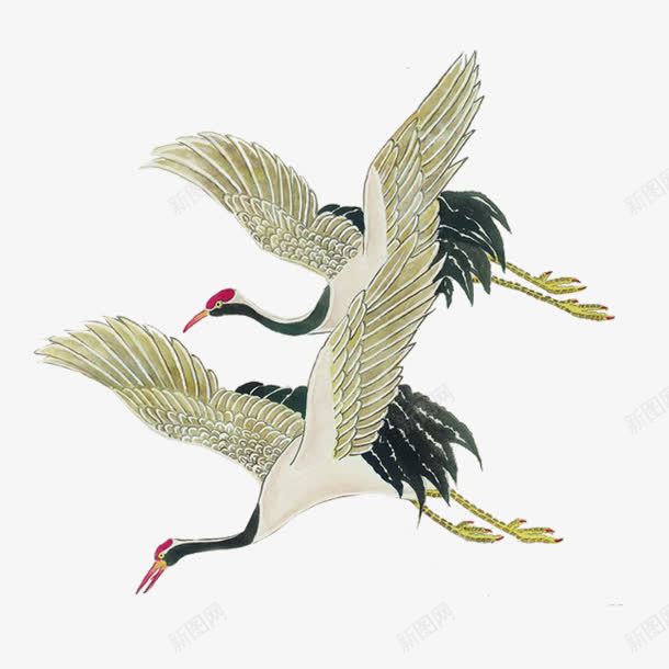 水墨画两只丹顶鹤png免抠素材_新图网 https://ixintu.com 两只 丹顶鹤 国画 水墨画