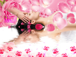 做护肤玫瑰花瓣美容SPA广告背景高清图片