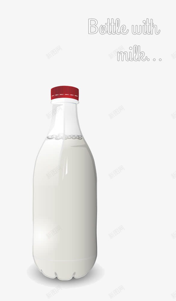 一瓶牛奶png免抠素材_新图网 https://ixintu.com 塑料瓶 手绘 气泡 牛奶 红瓶盖