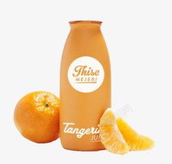 玻璃罐装橘子味牛奶高清图片