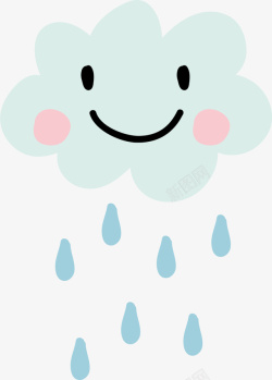 绿色可爱微笑雨云素材