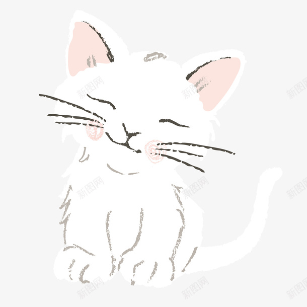 白色可爱小猫绘画元素png免抠素材_新图网 https://ixintu.com 创意 可爱 小猫 爪子 白色 绘画 耳朵 胡须