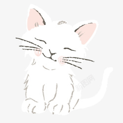 白色可爱小猫绘画元素素材