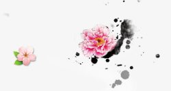 牡丹花水墨画水墨和花朵高清图片
