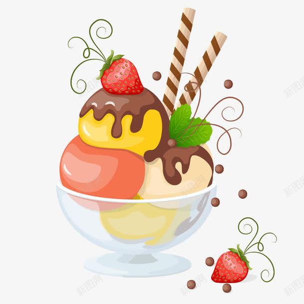 草莓巧克力冰淇淋png免抠素材_新图网 https://ixintu.com 冰淇淋 刨冰冰淇淋 卡通刨冰 草莓冰淇淋 草莓巧克力冰淇淋
