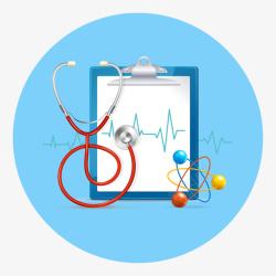 医疗急救听诊器心电图矢量图素材