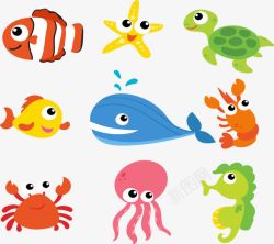 海洋鱼剪影卡通海洋动物高清图片