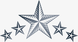 五颗星星手绘蓝色星星装饰高清图片
