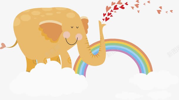 橙色大象png免抠素材_新图网 https://ixintu.com 创意 动物 可爱 大象 尾巴 巨大 彩虹 手绘 橙色 爱心