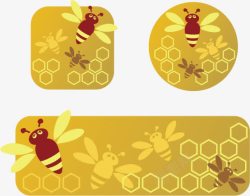 昆虫贴纸蜜蜂和蜂巢图标高清图片