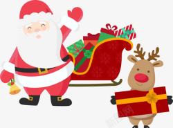 镒氢汉鑺傚圣诞老人雪橇与麋鹿高清图片
