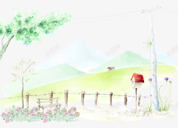 水墨花园背景png图片免费下载 素材7ynpvgkau 新图网