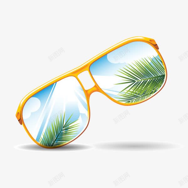手绘卡通太阳眼镜png免抠素材_新图网 https://ixintu.com 夏季 夏季度假 太阳眼镜 椰树 眼镜