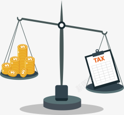 税收金额天平两端税收和金钱高清图片