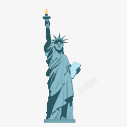 纽约帝国大厦一个扁平化的自由女神像矢量图高清图片