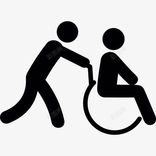 残疾人图标png_新图网 https://ixintu.com 人 医疗援助 帮助推轮椅