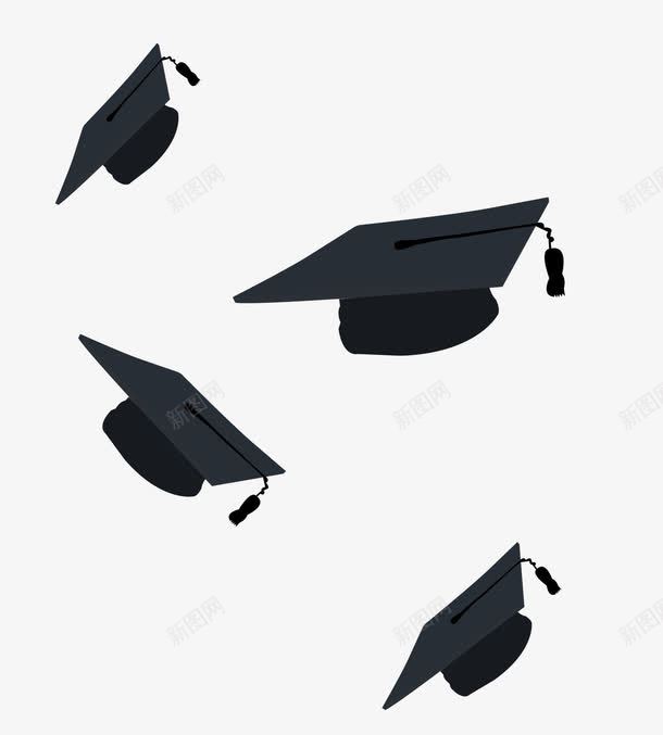 黑色学位帽psd免抠素材_新图网 https://ixintu.com 学位帽 毕业素材 红色彩带 黑色