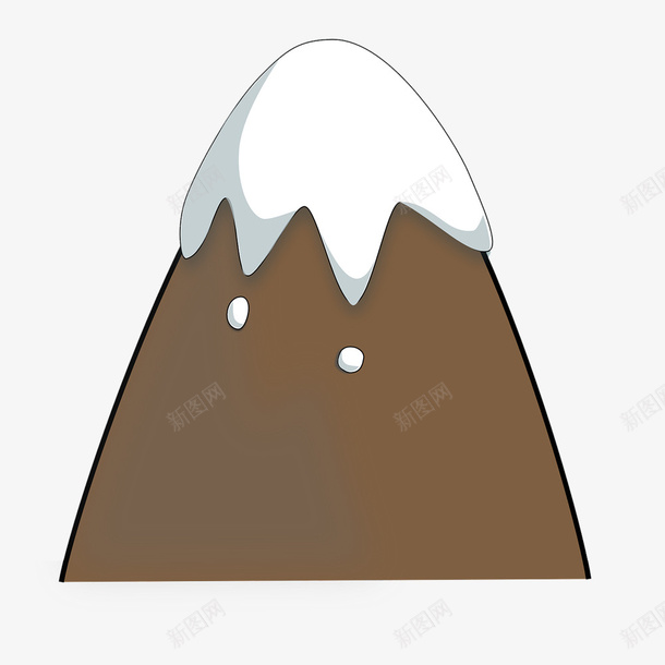 卡通雪山png免抠素材_新图网 https://ixintu.com 一座大山 冬季 卡通 棕色的 白色的 白雪 雪山