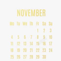 11月黄色2019年11月日历矢量图高清图片
