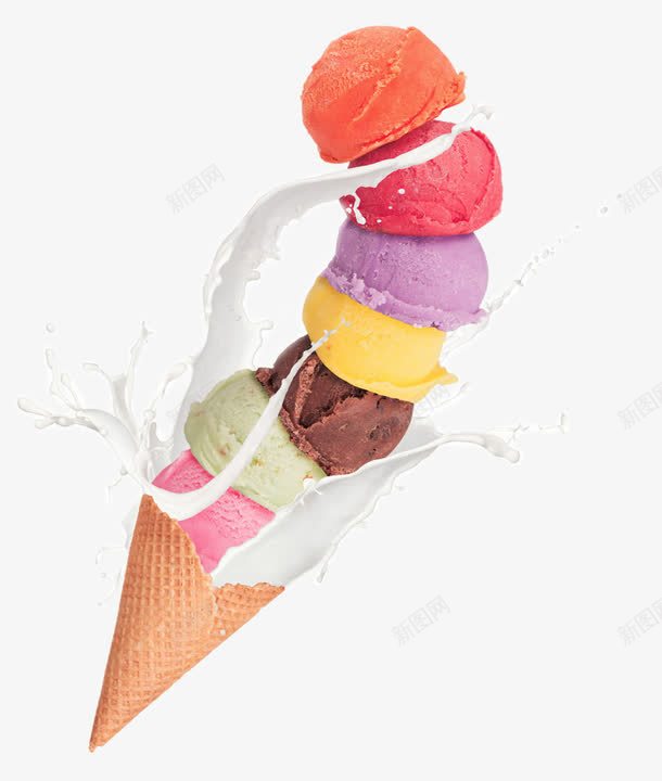 创意多口味冰淇淋球png免抠素材_新图网 https://ixintu.com 产品实物 免费png 冰淇淋 冷饮 牛奶 甜筒 蛋筒