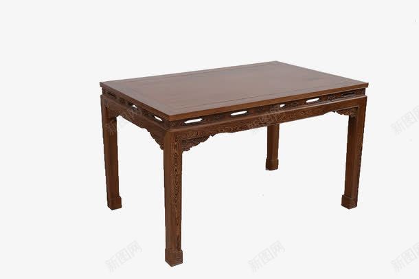 中式家具餐桌png免抠素材_新图网 https://ixintu.com 中式餐桌 深棕色 雕刻花纹 餐桌桌面