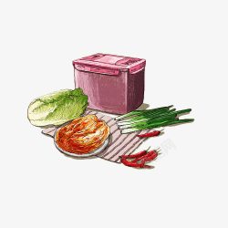 韩国辣白菜卡通手绘腌制辣白菜高清图片