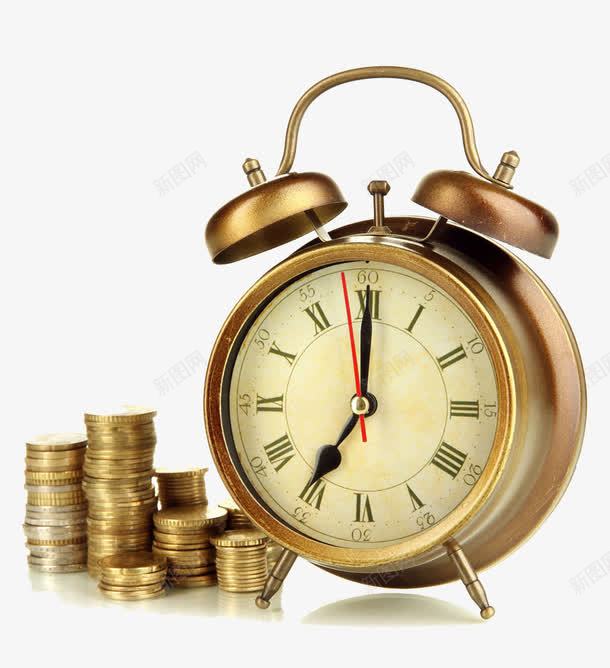 闹钟和硬币png免抠素材_新图网 https://ixintu.com 励志 寓意 时间如金 时间宝贵 时间就是金钱 硬币 钟表 闹钟