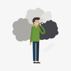 手绘吸烟卡通版抽烟的男人高清图片