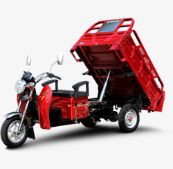 红色三轮车实物红色电动三轮小型可倒货运输高清图片