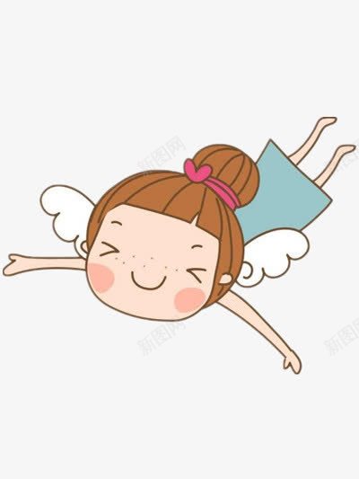 做梦会飞的卡通小女孩png免抠素材_新图网 https://ixintu.com 人物 做白日梦 巧克力女孩 梦想 素材 翅膀