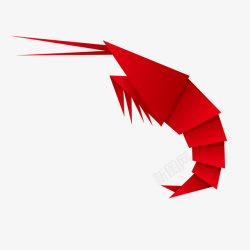红色小虾卡通折纸创意彩色动物虾矢量图高清图片