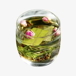 玫瑰荷叶茶产品实物一杯茶水玫瑰荷叶茶高清图片