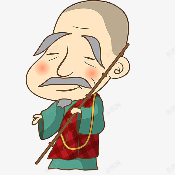 一个和尚png免抠素材_新图网 https://ixintu.com 卡通 古代 和尚 木棍 简笔 红色的 老年 胡子佛珠