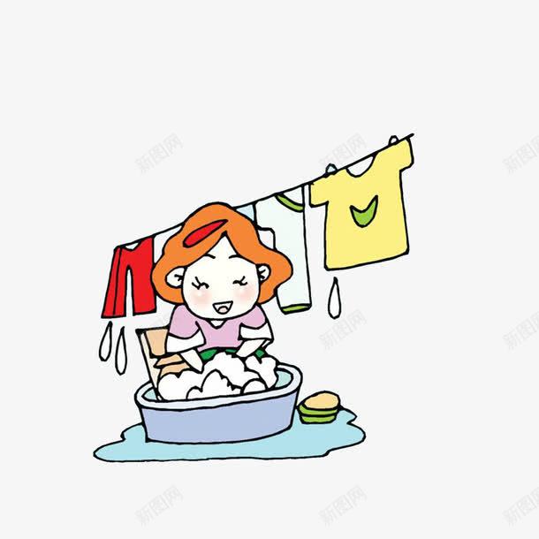 开心洗衣服的家庭主妇png免抠素材_新图网 https://ixintu.com 卡通漫画 家庭主妇 开心洗衣服的女人 洗衣服的女人