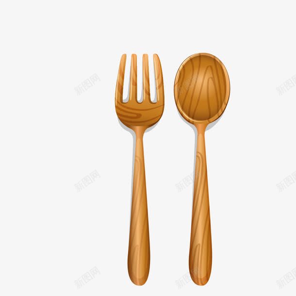 木勺png免抠素材_新图网 https://ixintu.com 勺子 叉子 木头 餐具
