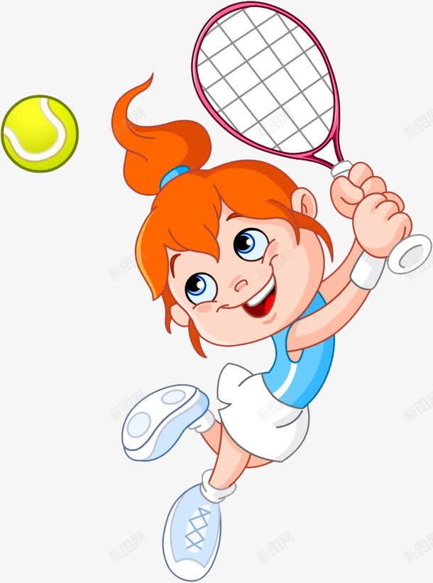 卡通打网球女孩png免抠素材_新图网 https://ixintu.com 女孩 球 网球拍 运动 运动装