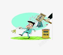 乱扔香蕉警示的锤子高清图片