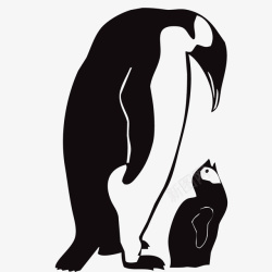 可爱帝企鹅手绘企鹅父子元素高清图片