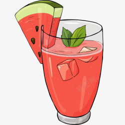 破玻璃新鲜西瓜汁插画高清图片