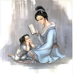 古文教育传统母子学习母亲节人物素材